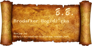 Brodafker Boglárka névjegykártya